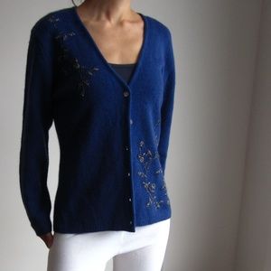 VINTAGE Blue Cardigan (Lambswool & Angora)
